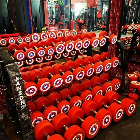 Captain America Rubber Bouncer Dumbbells – Anson Fitness