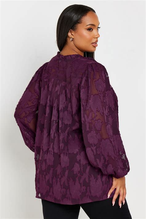 YOURS Plus Size Purple Tie Neck Blouse | Yours Clothing