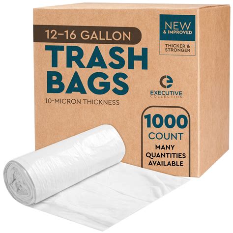 12 to 16 Gallon Trash Bags - 1000 Count - 24" x 33" Clear Plastic ...