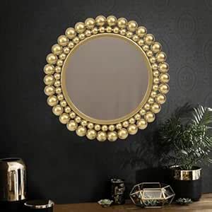 Buy Home4U Steel & Metal Frame Amagya Round Shaped Wall Mount Mirror ...