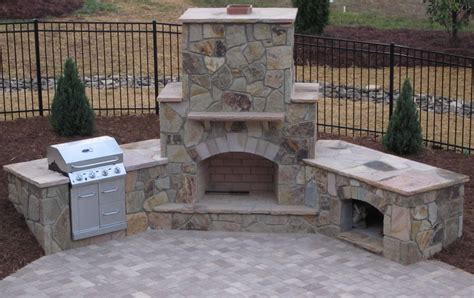 Outdoor Brick Fireplace And Grill