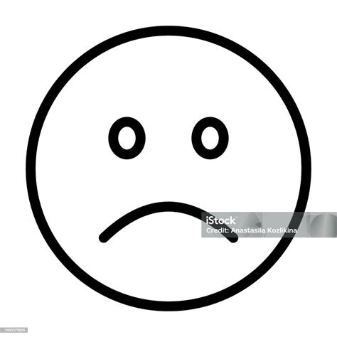Sad Face Line Icon Longing Sadness Depression Emoji Melancholy Mood Tear Chat Communication ...