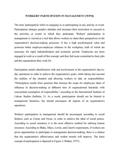 Workers' Participation in Management (WPM) - Public Policy - AMU - Studocu