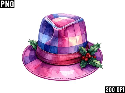 Holiday Fedora with Holly Berries PNG Graphic by Art King @ · Creative ...