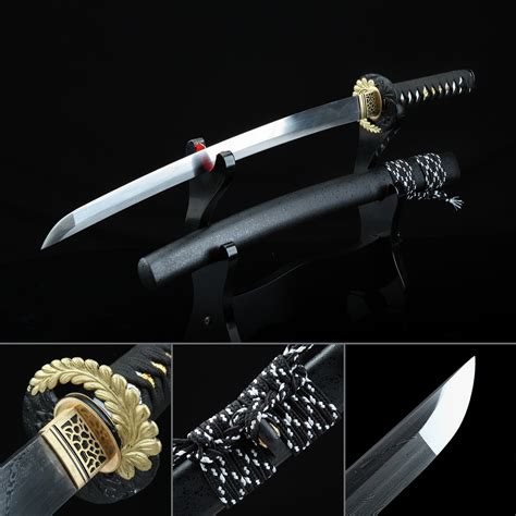 Short Katana, Handmade Wakizashi Sword Pattern Steel With Black ...