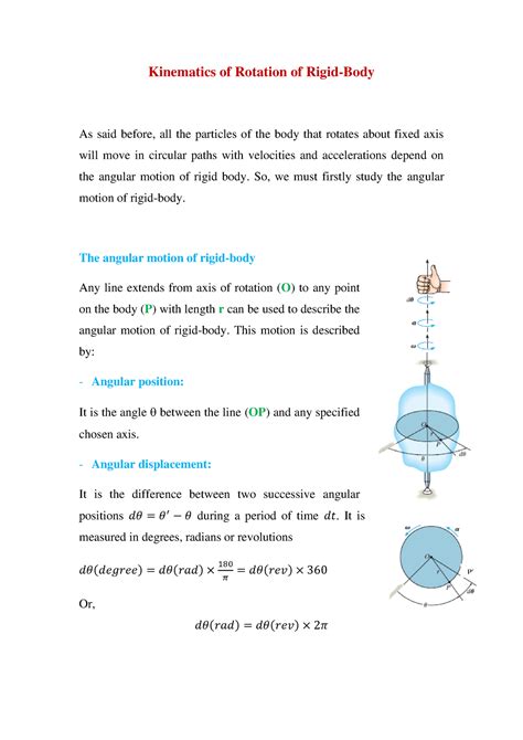 Mech. ch - Kinematics of Rotation of Rigid-Body As said before, all the ...