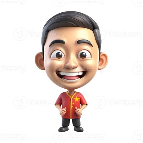 3d Emoji, a happy Chinese man, on isolated background 55129741 PNG