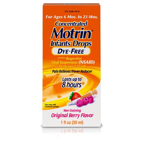 Infants' Motrin Concentrated Drops, Fever Reducer, Ibuprofen, Dye Free ...