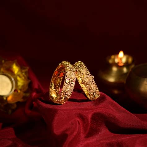 Temple-Style Gold Bangles with Deity Engravings – Krishna Jewellers ...