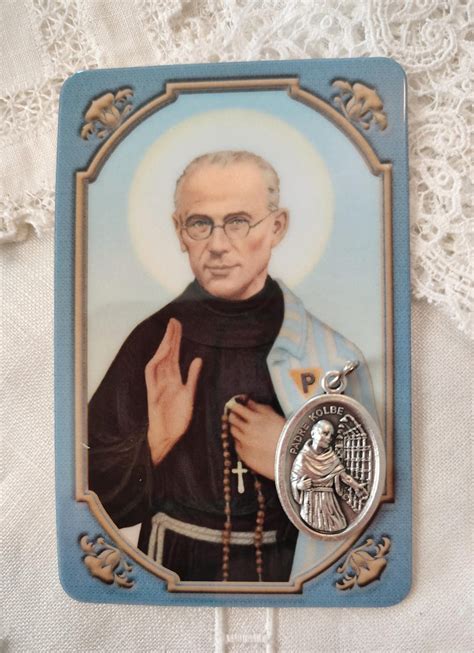 Maximilian Kolbe Medal & Prayer Card Gift Set Patron Saint of Addiction ...