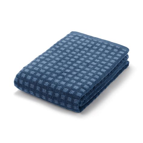 TWIN PILE BATH TOWEL 60*120cm･BLUE CHECK | MUJI