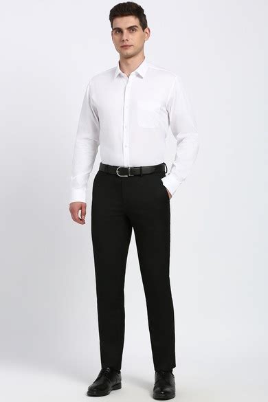 Buy Men Black Textured Formal Trousers Online - 39973465 | Peter England