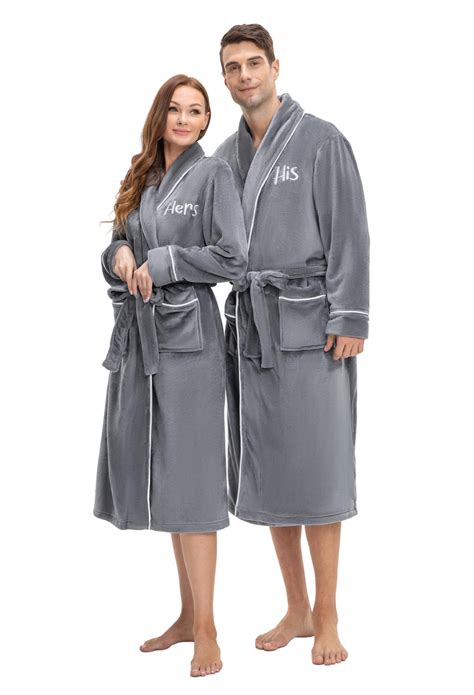 AW BRIDAL 2Pcs His and Hers Robes Plush Fleece Kimono Robes for Women ...