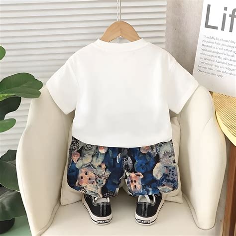 Boy's Cotton Bunny Print T-Shirt & Shorts Set - White – Googo Gaaga