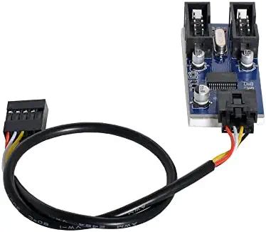 Cablecc Motherboard 9pin USB 2.0 Header 1 to 2 Female Extension Cable ...