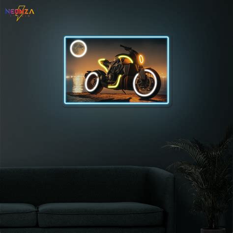 Riding-Cool-Motorcycle with moon Neonsign Artwork – acrylicsheetsindia