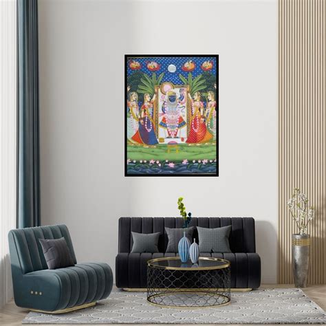 "Srinathji Darshan": Yellow Green Tribal Painting by Rajendra Khanna ...