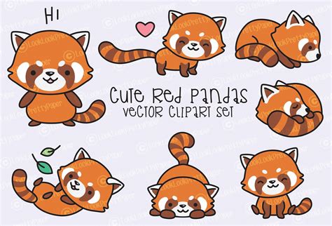 Premium Vector Clipart Kawaii Red Pandas Cute Red Panda