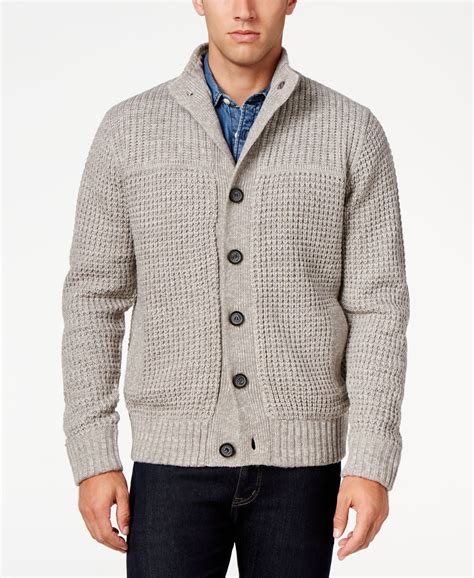 Weatherproof Vintage Men's Big and Tall Waffle-Knit Cardigan, Classic ...