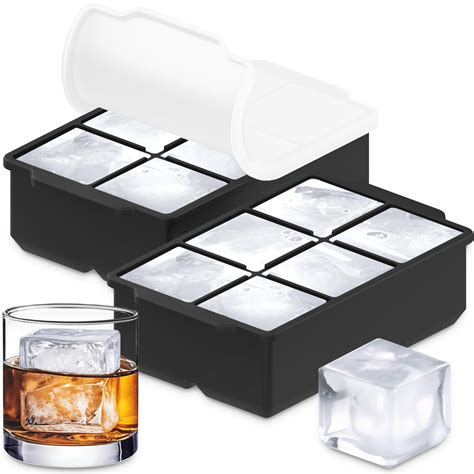 Large Silicone Ice Cube Tray (2-Pack), Easy Release 2" Big Ice Cubes ...