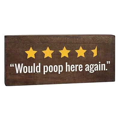 Buy Would Poop Here Again Sign - Toilet Decor 6x12 Rustic Wood Plaque ...