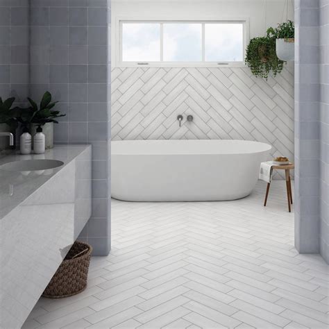 Herringbone Tile Bathroom