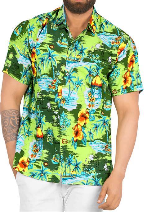 HAPPY BAY Men's Hawaiian Shirts Short Sleeve Button Down Shirt Mens ...