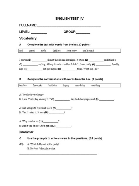 Image result for English Level 4 Test