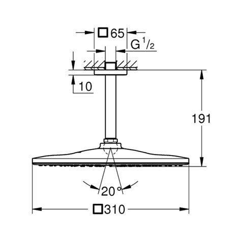 Grohe Single Flow Overhead Showers Mono 26565000 - Chrome on Decure.in