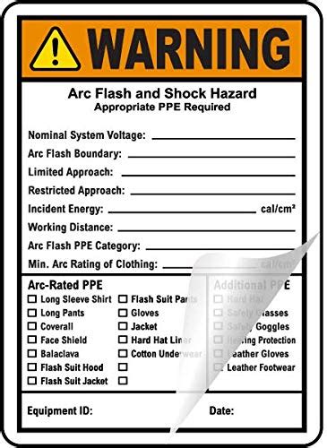 Buy Warning. Arc Flash and Shock Hazard Appropriate PPE Required Form ...