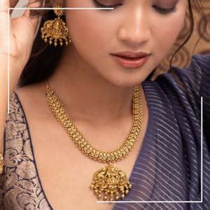 Buy TARINIKA Gold Plated Brass Antique Long Necklace Set with Jhumki ...