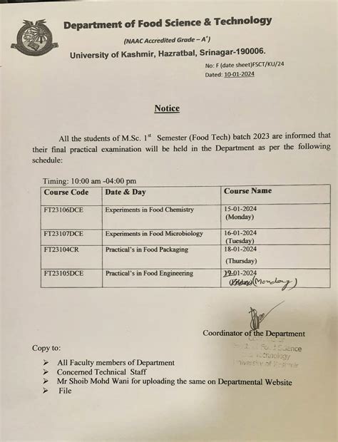 Food Science & Technology, University of Kashmir