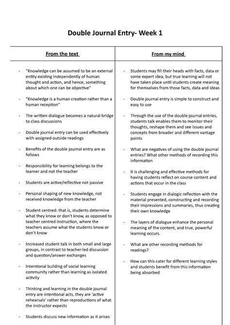 Double Journal Entry- Week 1 - What are other recording methods for ...