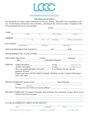 Fillable Online LCCC Adult Intake Form - Lafayette Christian Counseling ...