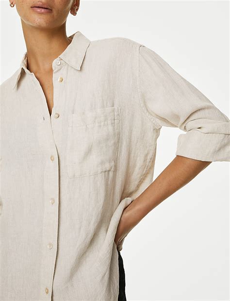 Buy Pure Linen Oversized Shirt at Marks & Spencer