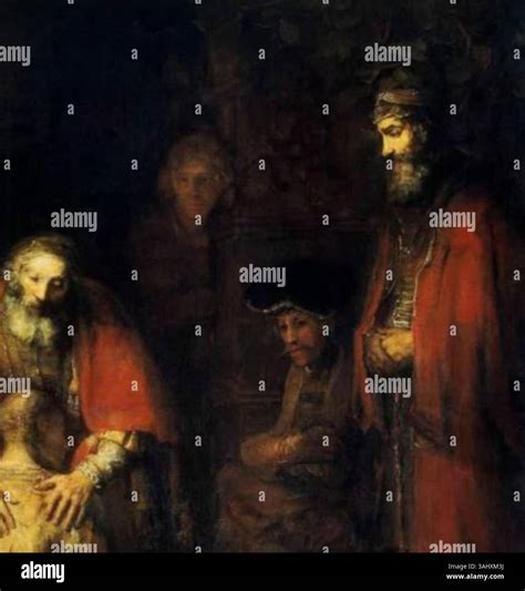 A detail from Rembrandt's famous 1669 painting ‘The Return of the ...