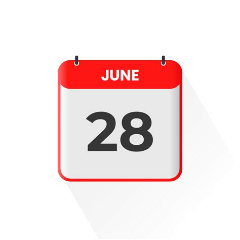 28th June calendar icon. June 28 calendar Date Month icon vector ...