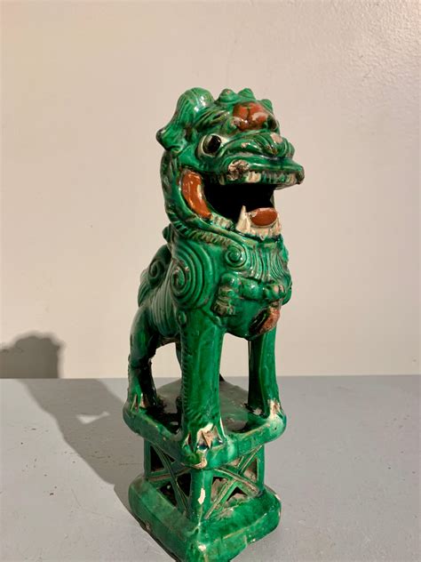 Chinese Green Glazed Foo Lions, Near Pair, Late 19th Century, China For ...