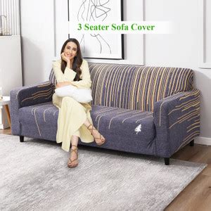 HOKiPO Polyester 3 Seater Sofa Striped Cover Price in India - Buy ...