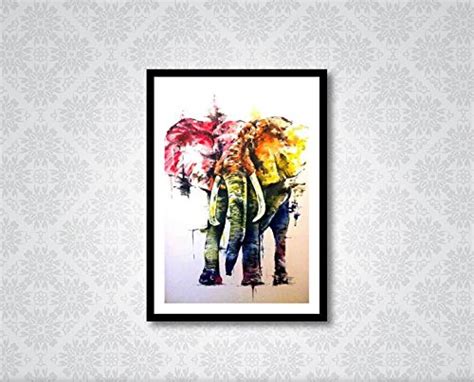 999STORE Framed Canvas Wall Art + Black Frame + Abstract Elephant ...