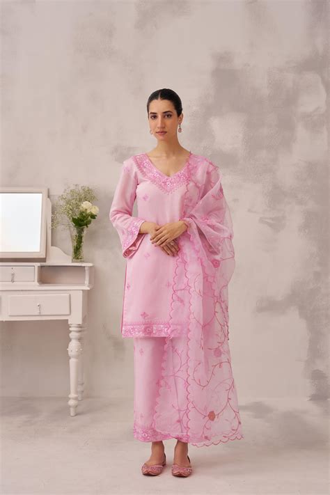 GULBANO - Pink Chanderi Suit Set – Narayani Vastra