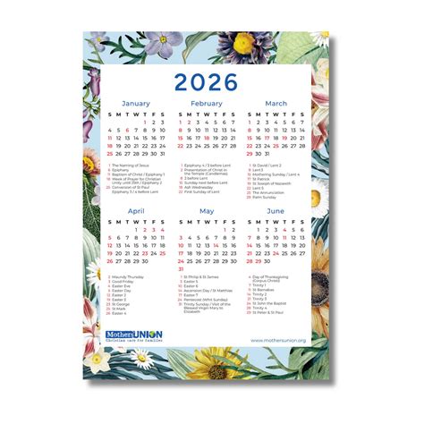 2026 Mothers' Union A4 Calendar – Mothers' Union Shop
