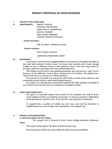 Objectives Snack Business Proposal Example 的图像结果