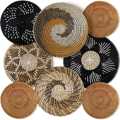 Amazon.com - Xuhal Set of 8 Hanging Woven Wall Basket Handmade ...