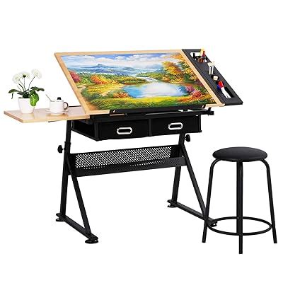 Brand: BAHOM Height Adjustable Drafting Table with Drawers and India | Ubuy
