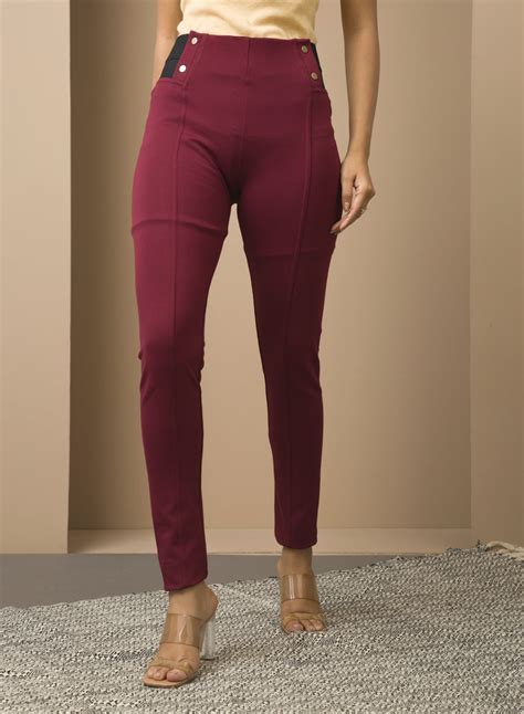 Anaya Maroon Skinny Fit Trousers for Women – Lakshita