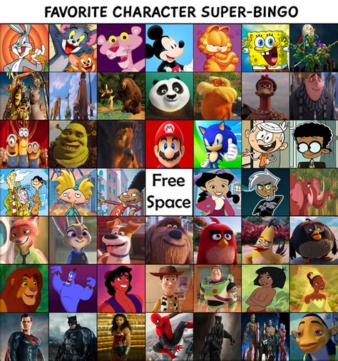 Favorite Character Super-Bingo by aaronhardy523 on DeviantArt