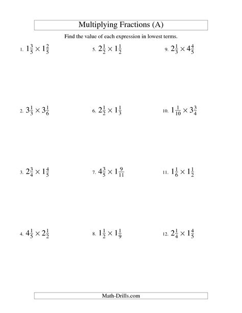 Image result for Multiply Mixed Fractions Worksheet
