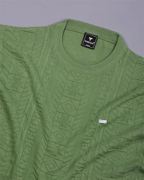 Parrot Green Knitted Cotton T-Shirt for Men – Hamercop