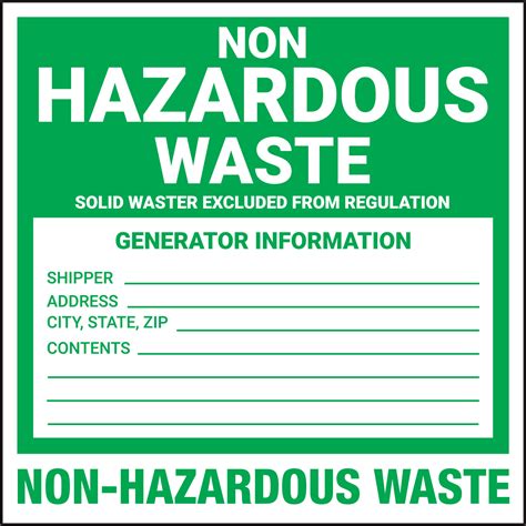 Non Regulated Waste Labels at Stanley Harrison blog